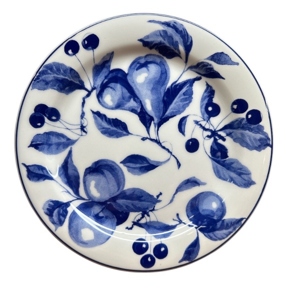 Quadrifoglio Italy Other - Quadrifoglio Italy Cobalt Pear 7.75” Side Plate Pear Fruit Design Blue & White